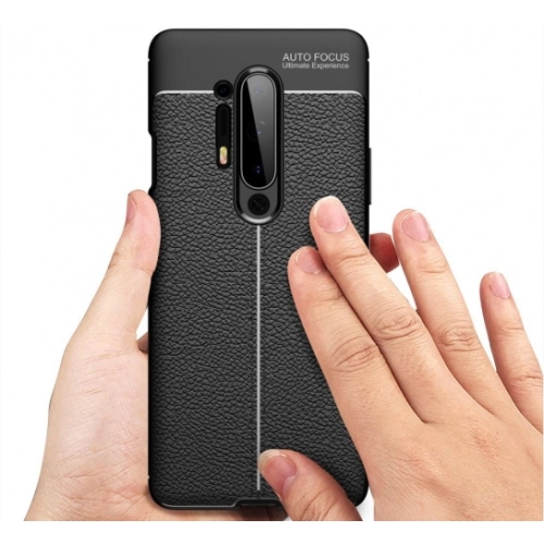 OnePlus 8 Pro Kılıf Deri Görünümlü Lüks Parmak İzi Bırakmaz Niss Silikon Kapak - Lacivert