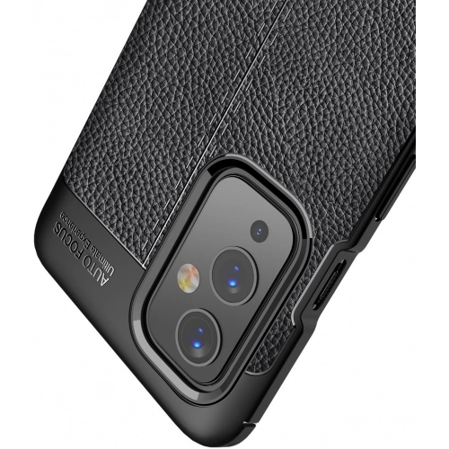 OnePlus 9 Kılıf Deri Görünümlü Lüks Parmak İzi Bırakmaz Niss Silikon Kapak - Lacivert