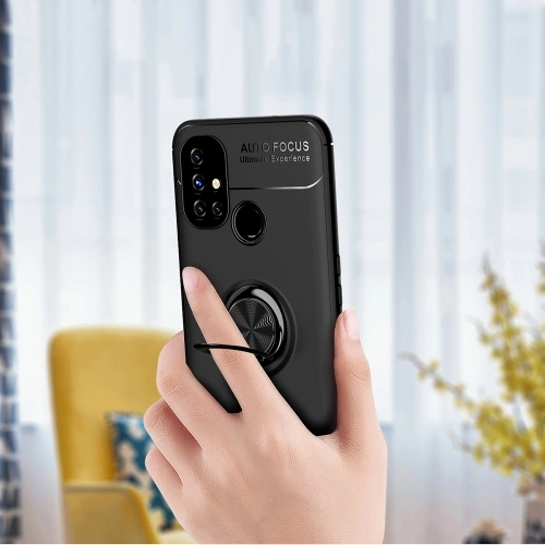 OnePlus Nord N10 Kılıf Renkli Silikon Yüzüklü Standlı Auto Focus Ravel Kapak - Kırmızı