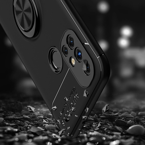 OnePlus Nord N10 Kılıf Renkli Silikon Yüzüklü Standlı Auto Focus Ravel Kapak - Mavi - Siyah