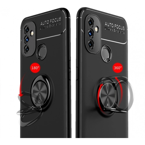 OnePlus Nord N100 Kılıf Renkli Silikon Yüzüklü Standlı Auto Focus Ravel Kapak - Mavi