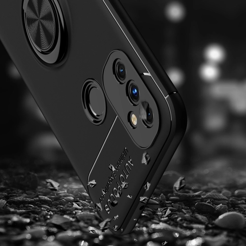 OnePlus Nord N100 Kılıf Renkli Silikon Yüzüklü Standlı Auto Focus Ravel Kapak - Kırmızı - Siyah