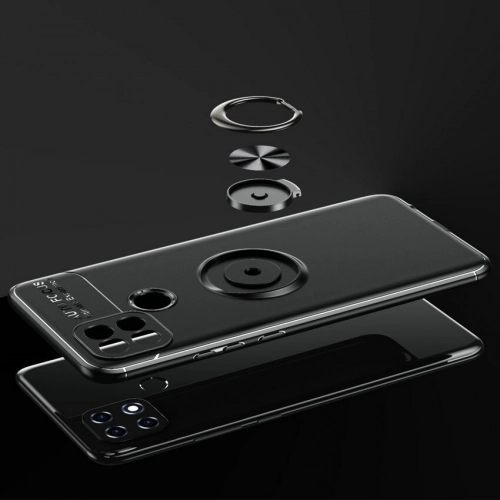 Oppo A15 Kılıf Renkli Silikon Yüzüklü Standlı Auto Focus Ravel Kapak - Kırmızı