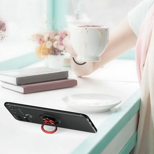 Oppo A15 Kılıf Renkli Silikon Yüzüklü Standlı Auto Focus Ravel Kapak - Kırmızı