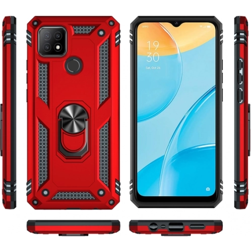 Oppo A15 Kılıf Silikon Zırhlı Standlı Yüzüklü Mıknatıslı Tank Kapak - Gold