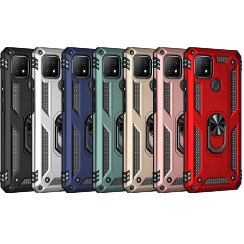 Oppo A15 Kılıf Silikon Zırhlı Standlı Yüzüklü Mıknatıslı Tank Kapak - Gold