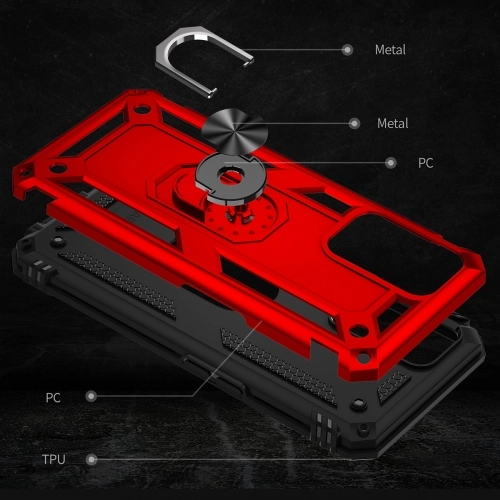 Oppo A16 Kılıf Silikon Zırhlı Standlı Yüzüklü Mıknatıslı Tank Kapak - Gold