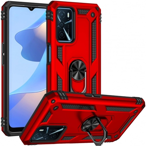 Oppo A16 Kılıf Silikon Zırhlı Standlı Yüzüklü Mıknatıslı Tank Kapak - Gold