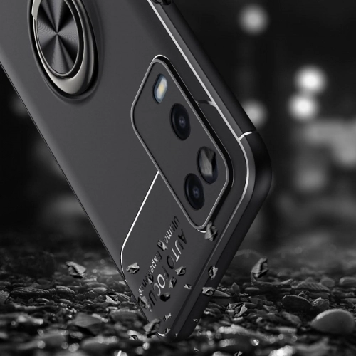 Oppo A54 Kılıf Renkli Silikon Yüzüklü Standlı Auto Focus Ravel Kapak - Mavi - Siyah