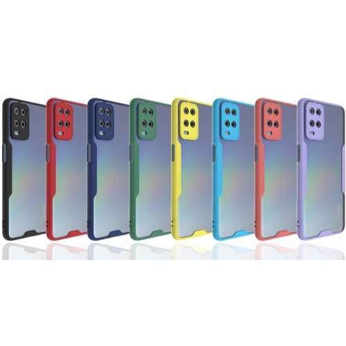 Oppo A54 Kılıf Renkli Silikon Kamera Lens Korumalı Şeffaf Parfe Kapak - Lila