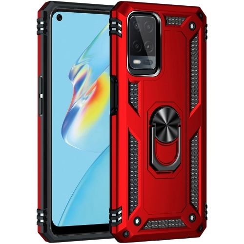 Oppo A54 Kılıf Silikon Zırhlı Standlı Yüzüklü Mıknatıslı Tank Kapak - Rose Gold