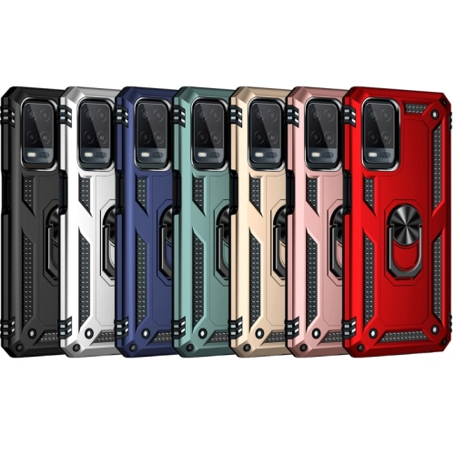 Oppo A54 Kılıf Silikon Zırhlı Standlı Yüzüklü Mıknatıslı Tank Kapak - Rose Gold