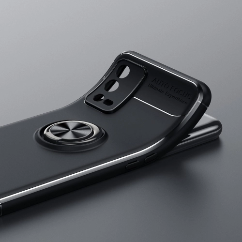 Oppo A55 4G Kılıf Renkli Silikon Yüzüklü Standlı Auto Focus Ravel Kapak - Kırmızı - Siyah