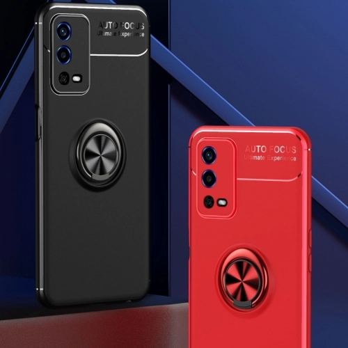 Oppo A55 4G Kılıf Renkli Silikon Yüzüklü Standlı Auto Focus Ravel Kapak - Mavi