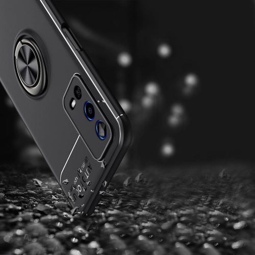 Oppo A55 4G Kılıf Renkli Silikon Yüzüklü Standlı Auto Focus Ravel Kapak - Mavi