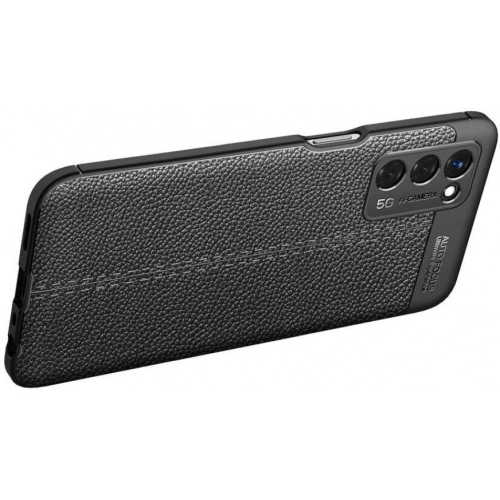 Oppo A55 5G Kılıf Deri Görünümlü Lüks Parmak İzi Bırakmaz Niss Silikon Kapak - Lacivert