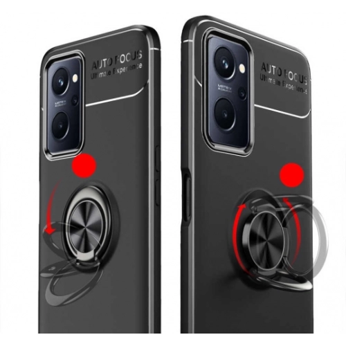 Oppo A96 4G Kılıf Renkli Silikon Yüzüklü Standlı Auto Focus Ravel Kapak - Kırmızı