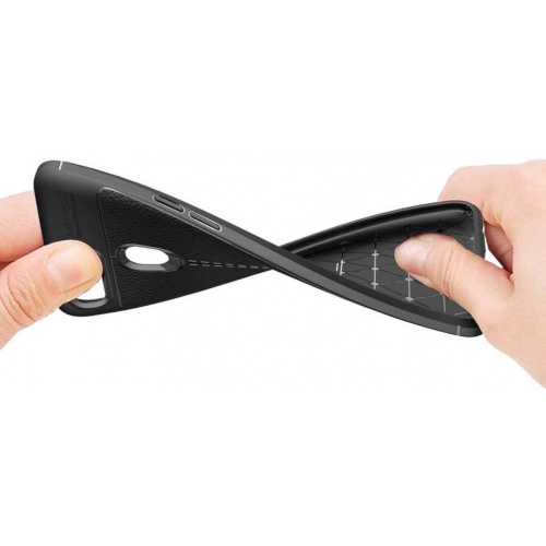 Oppo AX7 Kılıf Deri Görünümlü Lüks Parmak İzi Bırakmaz Niss Silikon Kapak - Lacivert