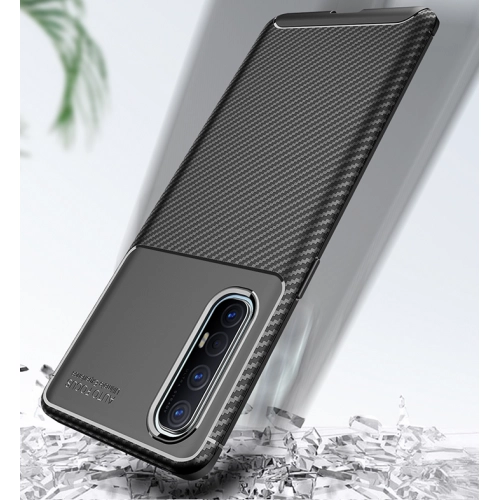 Oppo Reno 3 Pro Kılıf Silikon Parmak İzi Bırakmayan Karbon Soft Negro Kapak - Lacivert