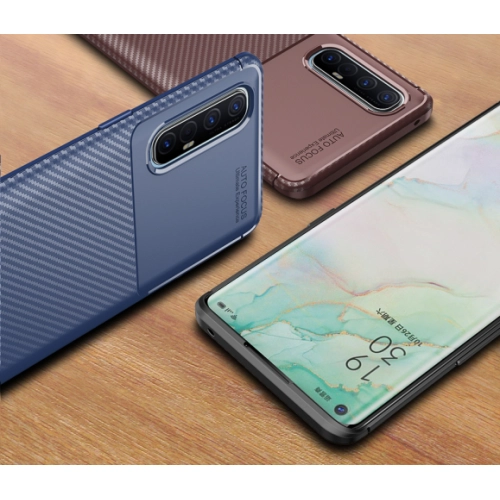 Oppo Reno 3 Pro Kılıf Silikon Parmak İzi Bırakmayan Karbon Soft Negro Kapak - Lacivert