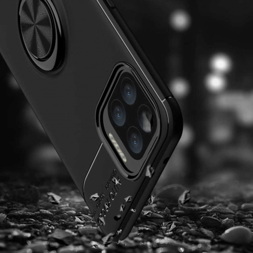 Oppo Reno 4 Lite Kılıf Renkli Silikon Yüzüklü Standlı Auto Focus Ravel Kapak - Mavi