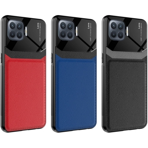 Oppo Reno 4 Lite Kılıf Deri Görünümlü Emiks Kapak - Kırmızı