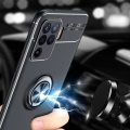 Oppo Reno 5 Lite Kılıf Renkli Silikon Yüzüklü Standlı Auto Focus Ravel Kapak - Mavi - Siyah