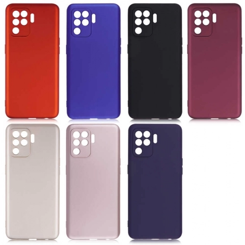 Oppo Reno 5 Lite Kılıf İnce Soft Mat Renkli Esnek Silikon Kapak - Mürdüm