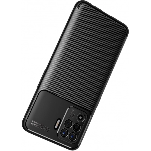 Oppo Reno 5 Lite Kılıf Silikon Parmak İzi Bırakmayan Karbon Soft Negro Kapak - Lacivert