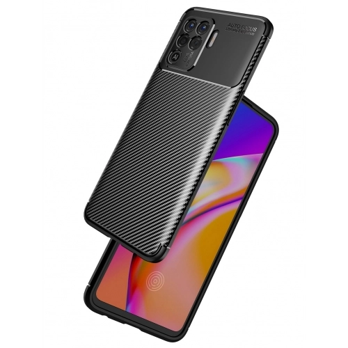 Oppo Reno 5 Lite Kılıf Silikon Parmak İzi Bırakmayan Karbon Soft Negro Kapak - Lacivert