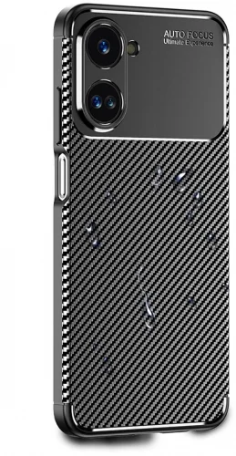 Realme 10 Kılıf Karbon Serisi Mat Fiber Silikon Negro Kapak - Lacivert