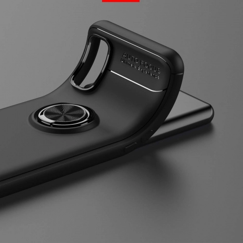 Realme 7 Kılıf Renkli Silikon Yüzüklü Standlı Auto Focus Ravel Kapak - Kırmızı - Siyah