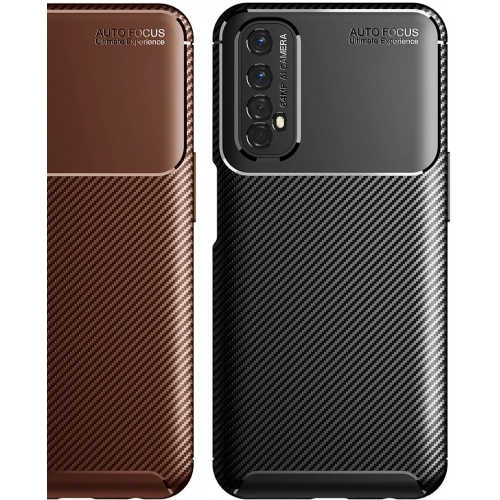 Realme 7 Kılıf Silikon Parmak İzi Bırakmayan Karbon Soft Negro Kapak - Lacivert