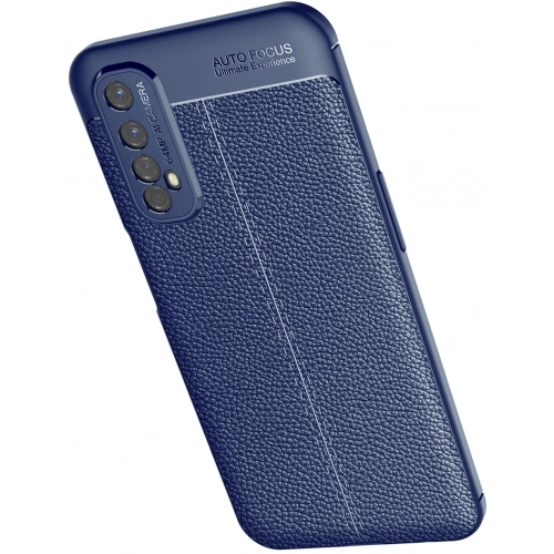 Realme 7 Kılıf Deri Görünümlü Lüks Parmak İzi Bırakmaz Niss Silikon Kapak - Lacivert