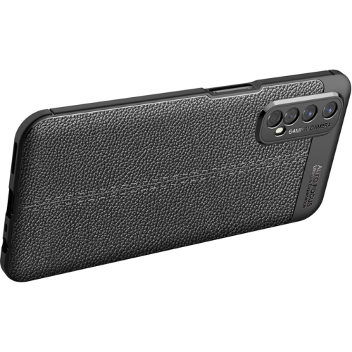 Realme 7 Kılıf Deri Görünümlü Lüks Parmak İzi Bırakmaz Niss Silikon Kapak - Lacivert