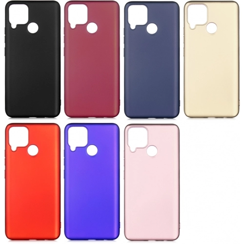 Realme C15 Kılıf İnce Soft Mat Renkli Esnek Silikon Kapak - Mürdüm