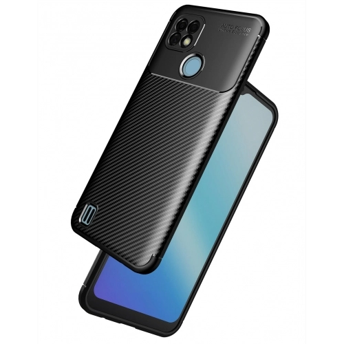 Realme C21 Kılıf Silikon Parmak İzi Bırakmayan Karbon Soft Negro Kapak - Lacivert
