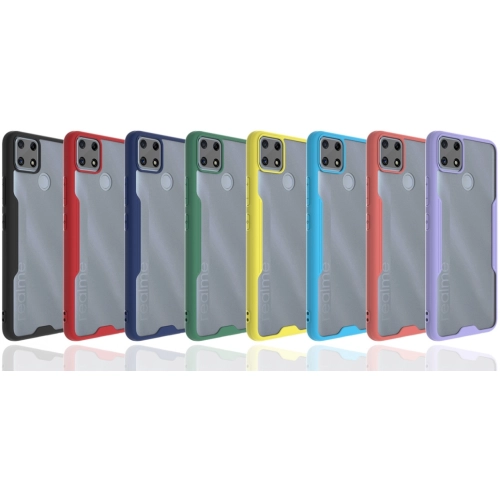 Realme C25 Kılıf Renkli Silikon Kamera Lens Korumalı Şeffaf Parfe Kapak - Kırmızı