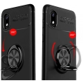 Samsung Galaxy A01 Core Kılıf Renkli Silikon Yüzüklü Standlı Auto Focus Ravel Kapak - Kırmızı