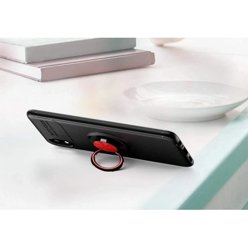 Samsung Galaxy A01 Core Kılıf Renkli Silikon Yüzüklü Standlı Auto Focus Ravel Kapak - Mavi