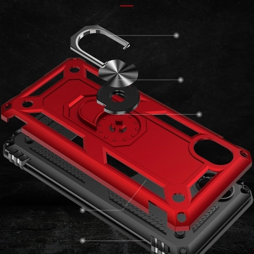 Samsung Galaxy A01 Core Kılıf Silikon Zırhlı Standlı Yüzüklü Mıknatıslı Tank Kapak - Rose Gold