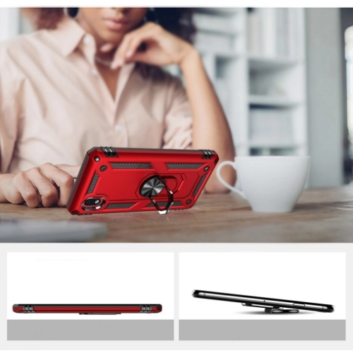 Samsung Galaxy A01 Core Kılıf Silikon Zırhlı Standlı Yüzüklü Mıknatıslı Tank Kapak - Gold