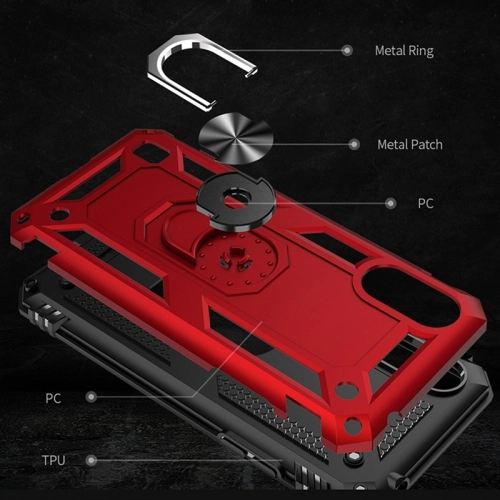 Samsung Galaxy A01 Kılıf Silikon Zırhlı Standlı Yüzüklü Mıknatıslı Tank Kapak - Gri