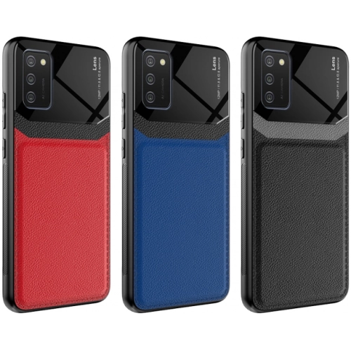 Samsung Galaxy A02s Kılıf Deri Görünümlü Emiks Kapak - Mavi