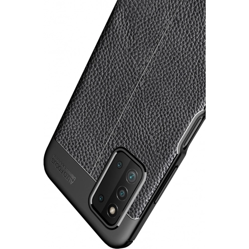 Samsung Galaxy A03s Kılıf Deri Görünümlü Lüks Parmak İzi Bırakmaz Niss Silikon Kapak - Lacivert