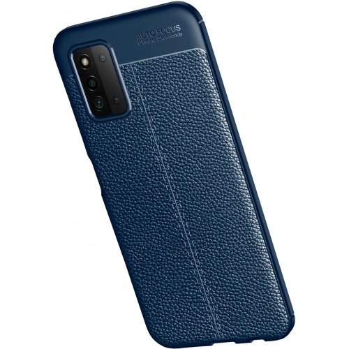 Samsung Galaxy A03s Kılıf Deri Görünümlü Lüks Parmak İzi Bırakmaz Niss Silikon Kapak - Lacivert