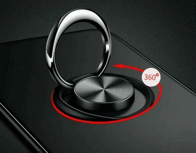 Samsung Galaxy A12 Kılıf Auto Focus Serisi Soft Premium Standlı Yüzüklü Kapak - Kırmızı Siyah