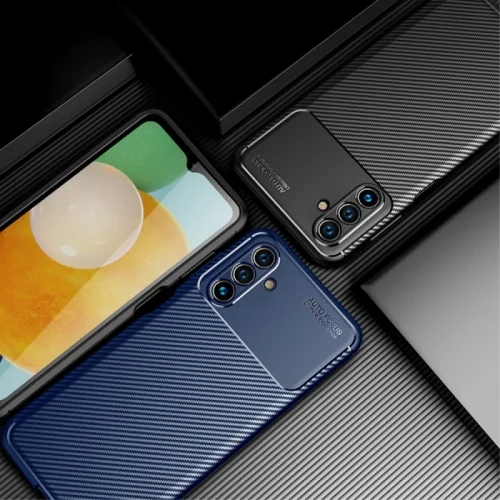 Samsung Galaxy A13 Kılıf Karbon Serisi Mat Fiber Silikon Negro Kapak - Lacivert