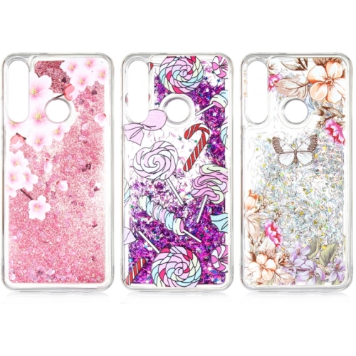 Samsung Galaxy A20 Kılıf Sıvılı Simli Silikon Marshmelo Kılıf - Beyaz