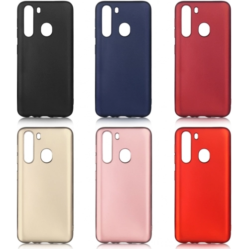 Samsung Galaxy A21 Kılıf İnce Soft Mat Renkli Esnek Silikon Kapak - Rose Gold